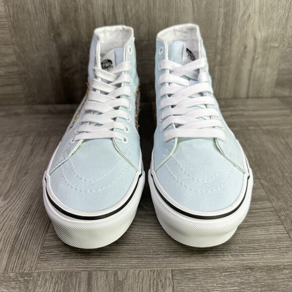 Vans Sk8-Hi Women's size 7 Light Blue Floral Print Skate Shoes - Picture 4 of 8